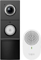 TP-Link Tapo - Battery-Powered/Wired Video Doorbell 2K 5MP Live View with Chime - Black - Front_Zoom