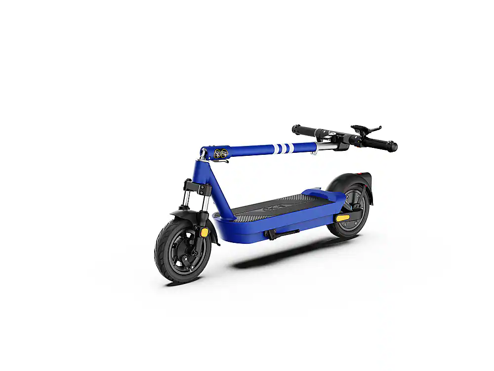 Left. OKAI - Neon Ultra ES40 Dual-Suspension Electric Scooter w/ 43.5 Miles Max Operating Range & 24 mph Max Speed - Blue.