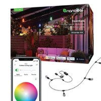 Nanoleaf Essentials Smart Multicolor Outdoor String Lights Smarter Kit 30m (98ft) with 40 Addressable LED Bulbs - White and Colors - Front_Zoom