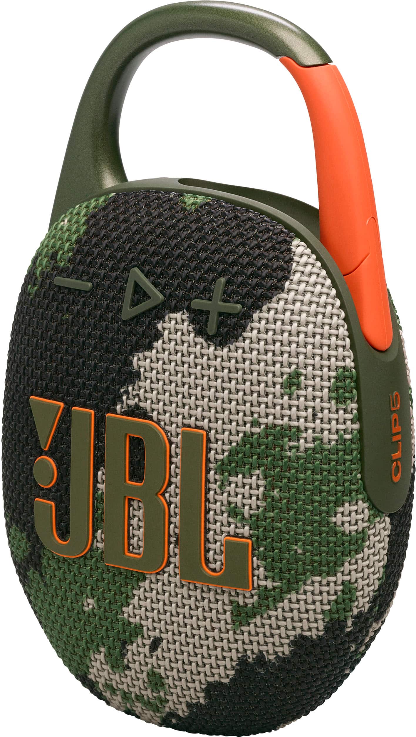 Left. JBL - Clip 5 Portable Bluetooth Speaker - 2024 - Camouflage.