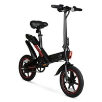 Hyper - Foldable Compact Electric Bike w/ 15 mile Max Operating Range & 15.5 MPH Max Speed - Black - Front_Zoom