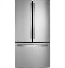 Front. GE - 21.9 Cu. Ft. French Door Counter Depth Refrigerator with Internal Water Dispenser - Stainless Steel.
