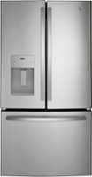 GE - 20.6 Cu. Ft. French Door Counter Depth Refrigerator with Space Saving Icemaker - Stainless Steel - Front_Zoom