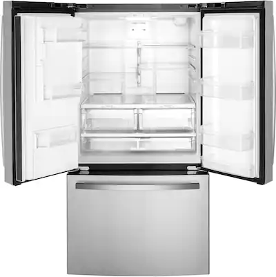 GE - 20.6 Cu. Ft. French Door Counter Depth Refrigerator with Space Saving Icemaker - Stainless Steel
