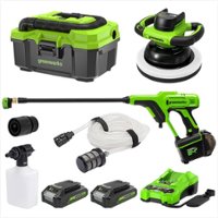 Greenworks - 24V Cordless Car Cleaning 3 Piece Combo Kit with Two (2) 2.0Ah Batteries & Charger - Green - Front_Zoom