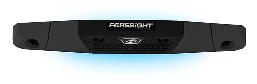 The image shows a black object with the word "Foresight" written on it. The text is in white and is placed in the middle of the object. The object appears to be a snowboard or a similar type of equipment.