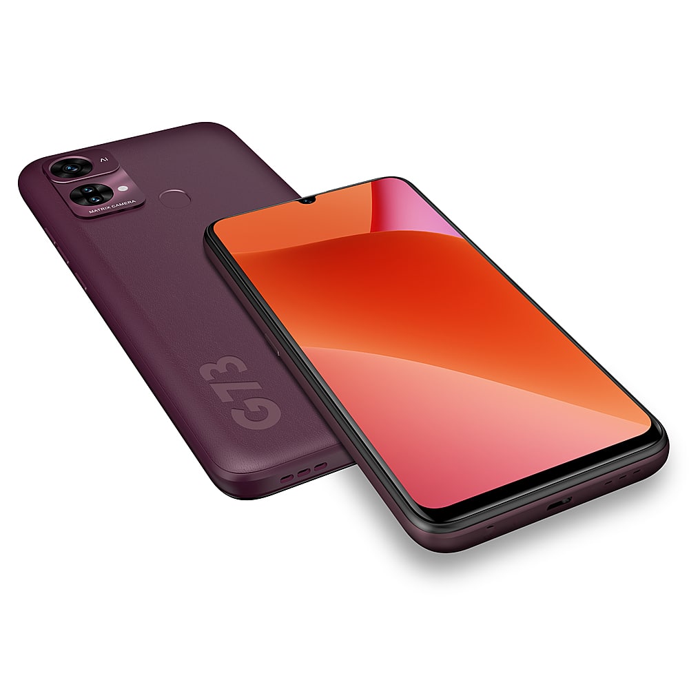 Angle. BLU - G73 128GB (Unlocked) - Burgundy.