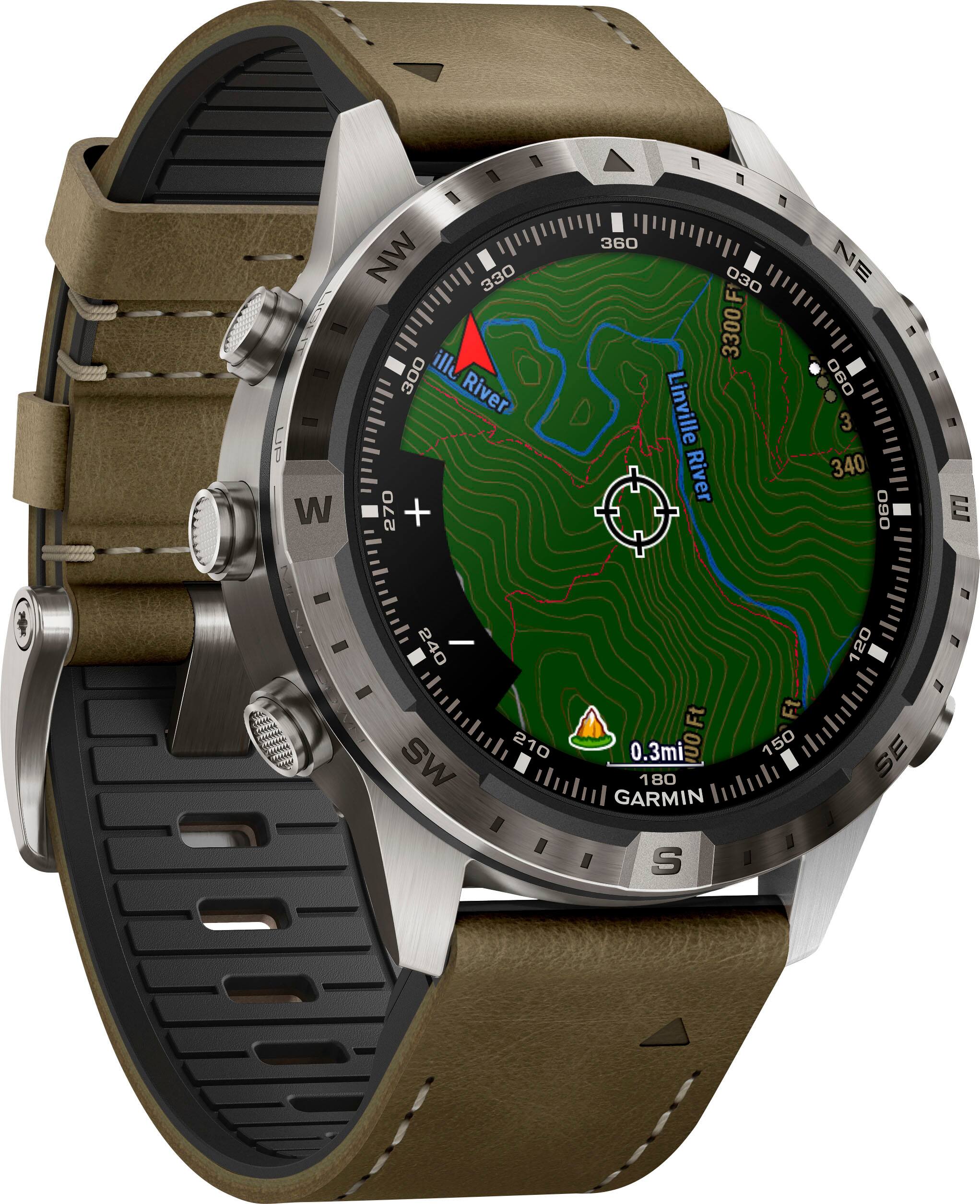 Left. Garmin - MARQ Adventurer (Gen. 2) Modern Tool GPS Smartwatch 46 mm Titanium - Titanium.