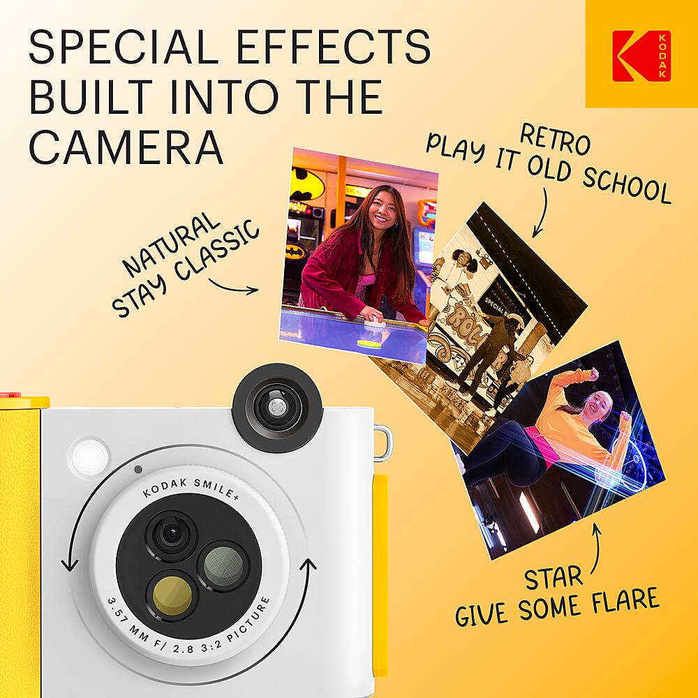 Special Effects Built into the Camera: Play Retro It Old School, Natural Classic, Stay Special, Kodak Smile+ 3.57 Picture MM F/ 2.8 3:2, Star, Give Some Flare.