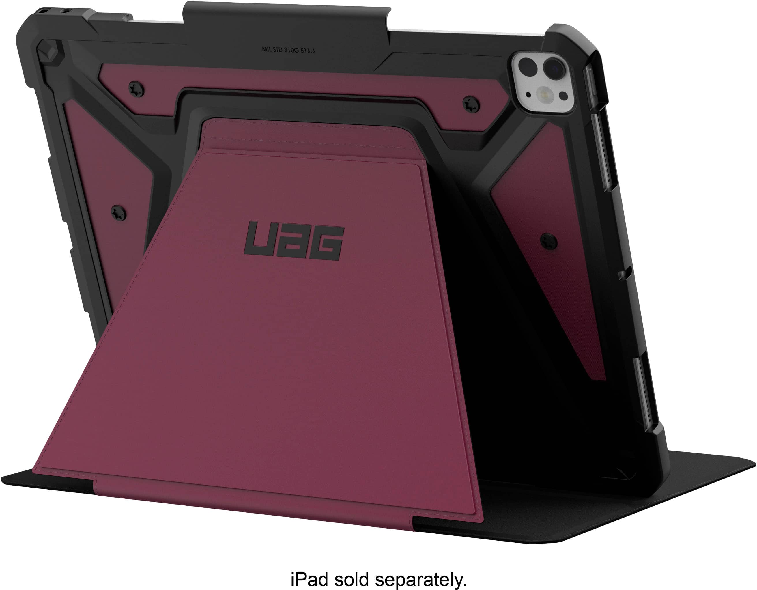 The image features a purple case for a tablet, which is designed to protect the device. The case is open, revealing the tablet inside. The case is made of a durable material, providing a sturdy and secure fit for the tablet. The case is designed to be used in various orientations, making it a versatile and practical accessory for the tablet.