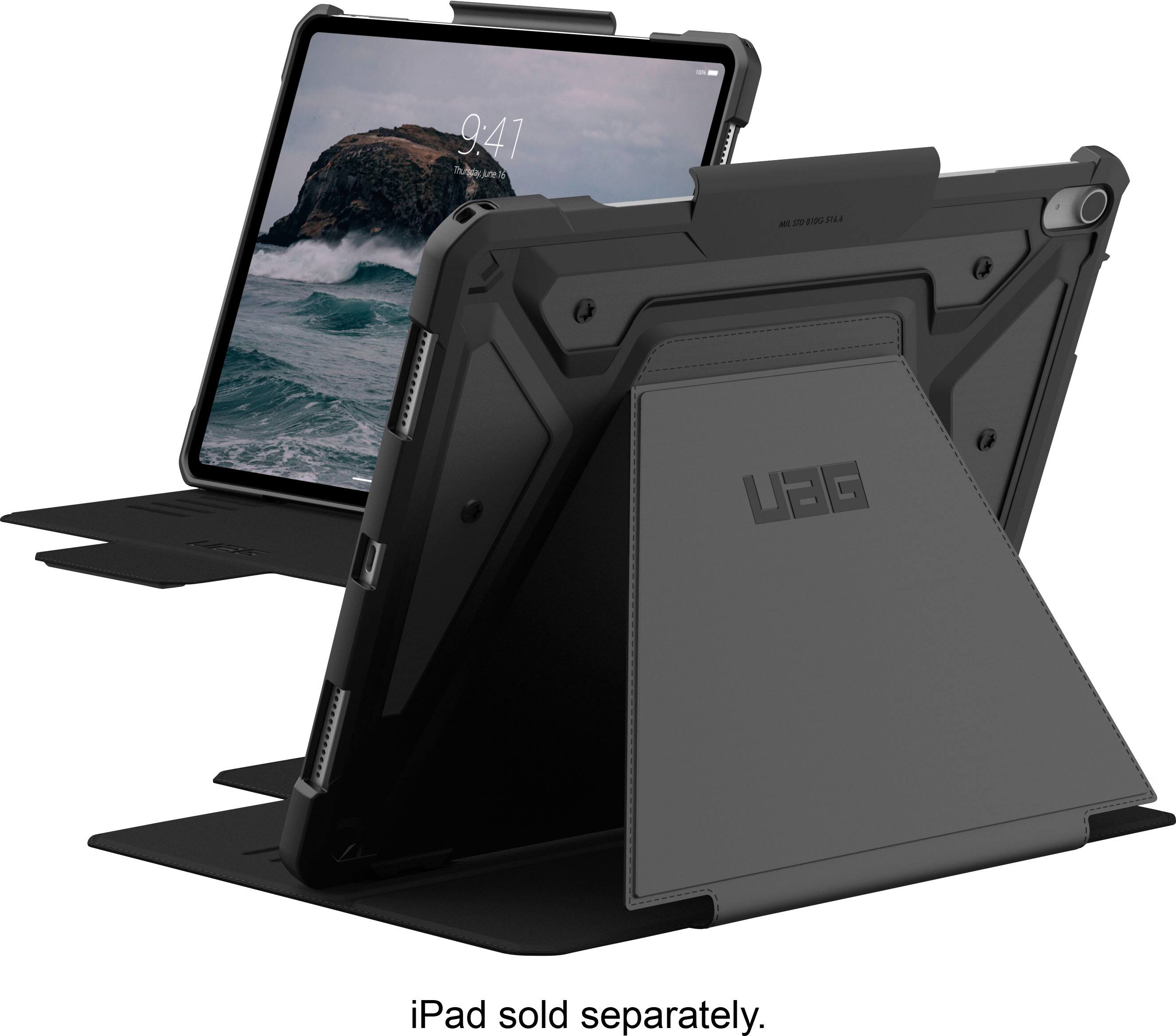 The image features a black laptop computer with a UBG logo on the front. The laptop is sitting on a stand, which elevates the screen to a more comfortable viewing angle. The screen displays the time 9:41.