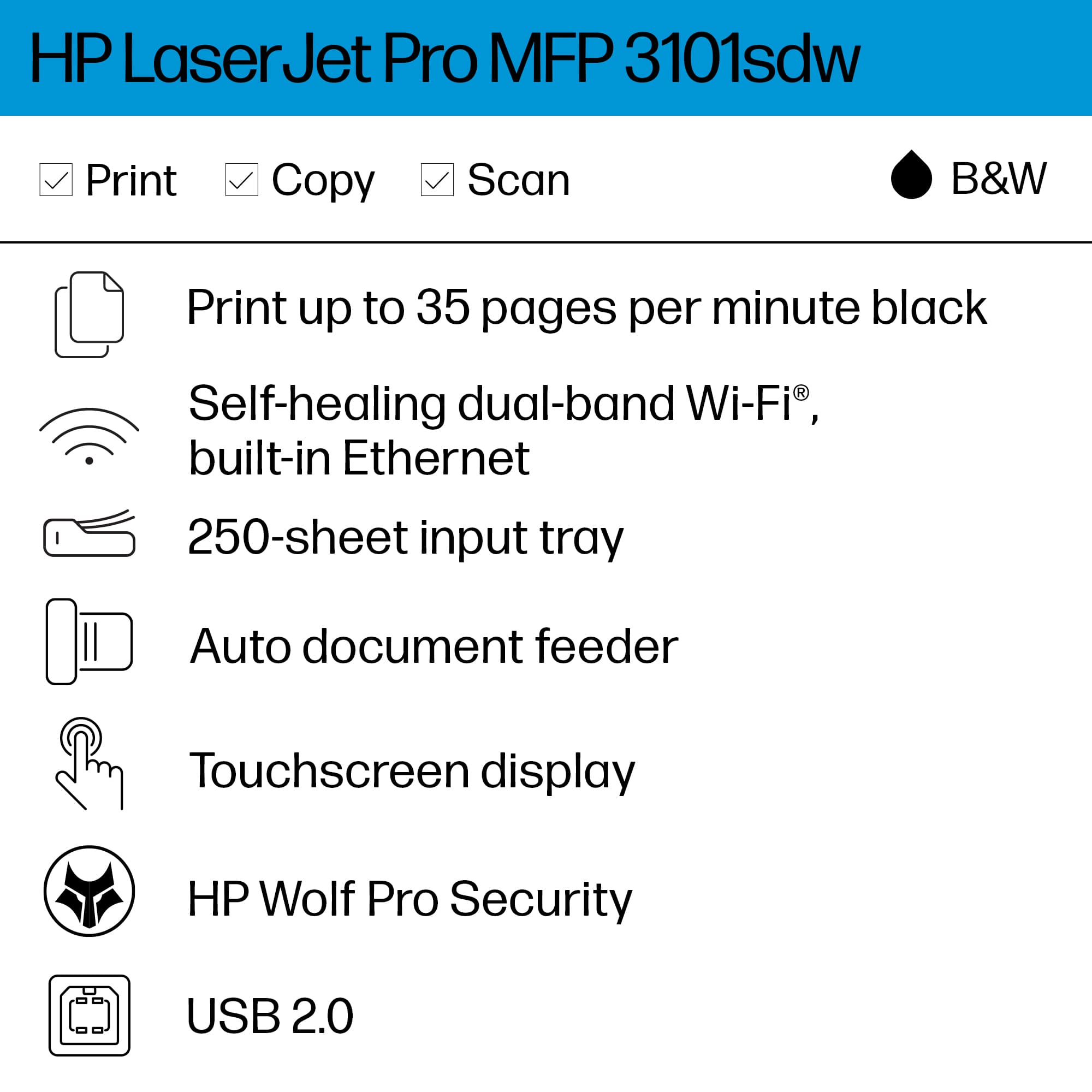 HP – LaserJet Pro MFP 3101sdw Wireless Black-and-White All-in-One Laser Printer – White Sansujyuku sansujyuku.com