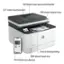 The image features a printer with a 50-sheet auto document feeder and a 2.7" color touchscreen. The printer has a 150-sheet output tray and is a HP product. It is capable of printing on both sides of the paper, with a 250-sheet input tray. The printer can be used to print from any device, making it a versatile and convenient tool for various printing needs.