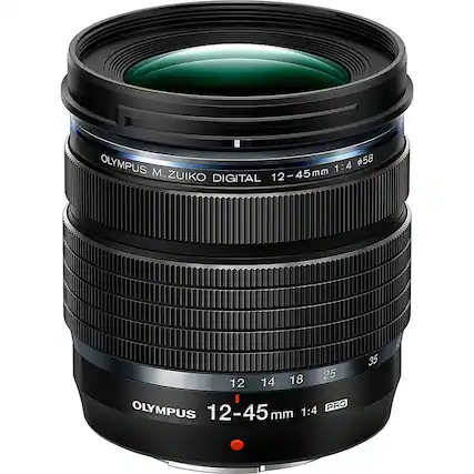 Front. Olympus - M.ZUIKO DIGITAL 12-45 mm f/4-22 Zoom Lens For Olympus OM-D E-M5 Mark III Mirrorless Digital Camera, Olympus Micro Four - Black.