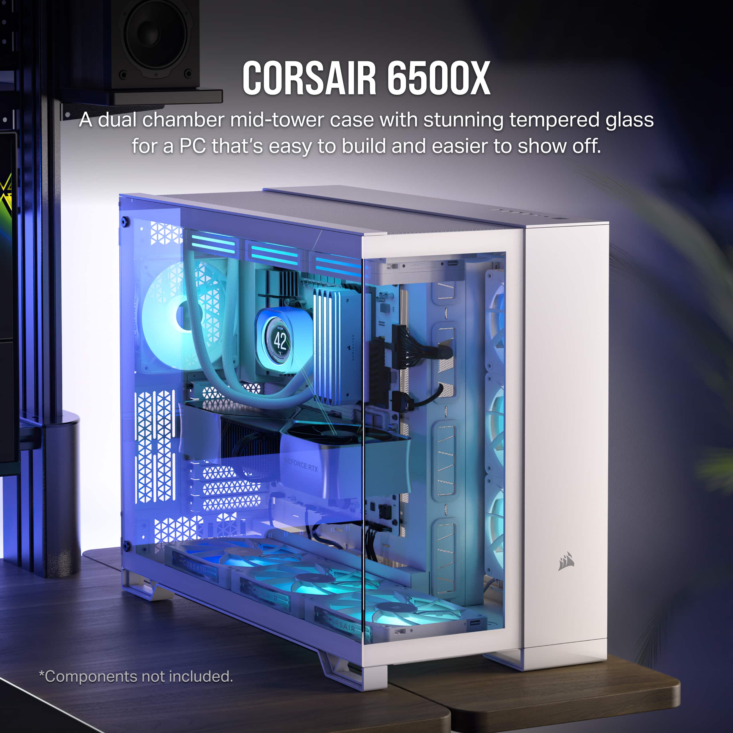 CORSAIR 6500X: A dual chamber mid-tower case with stunning tempered glass for a PC that's easy to build and easier to show off.