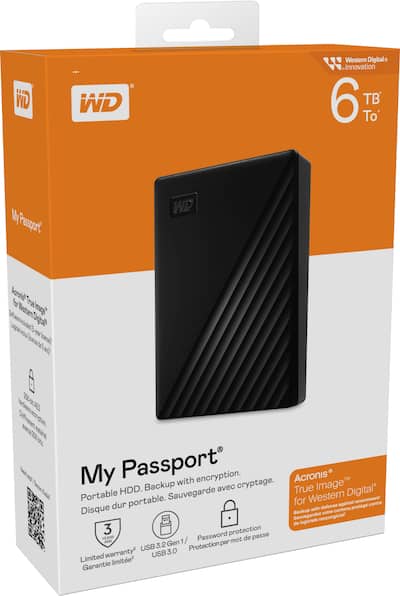 WD My Passport 6TB External USB 3.0 Portable Hard Drive Black WD My Passport 6TB External USB 3.0 Portable Hard Drive Black