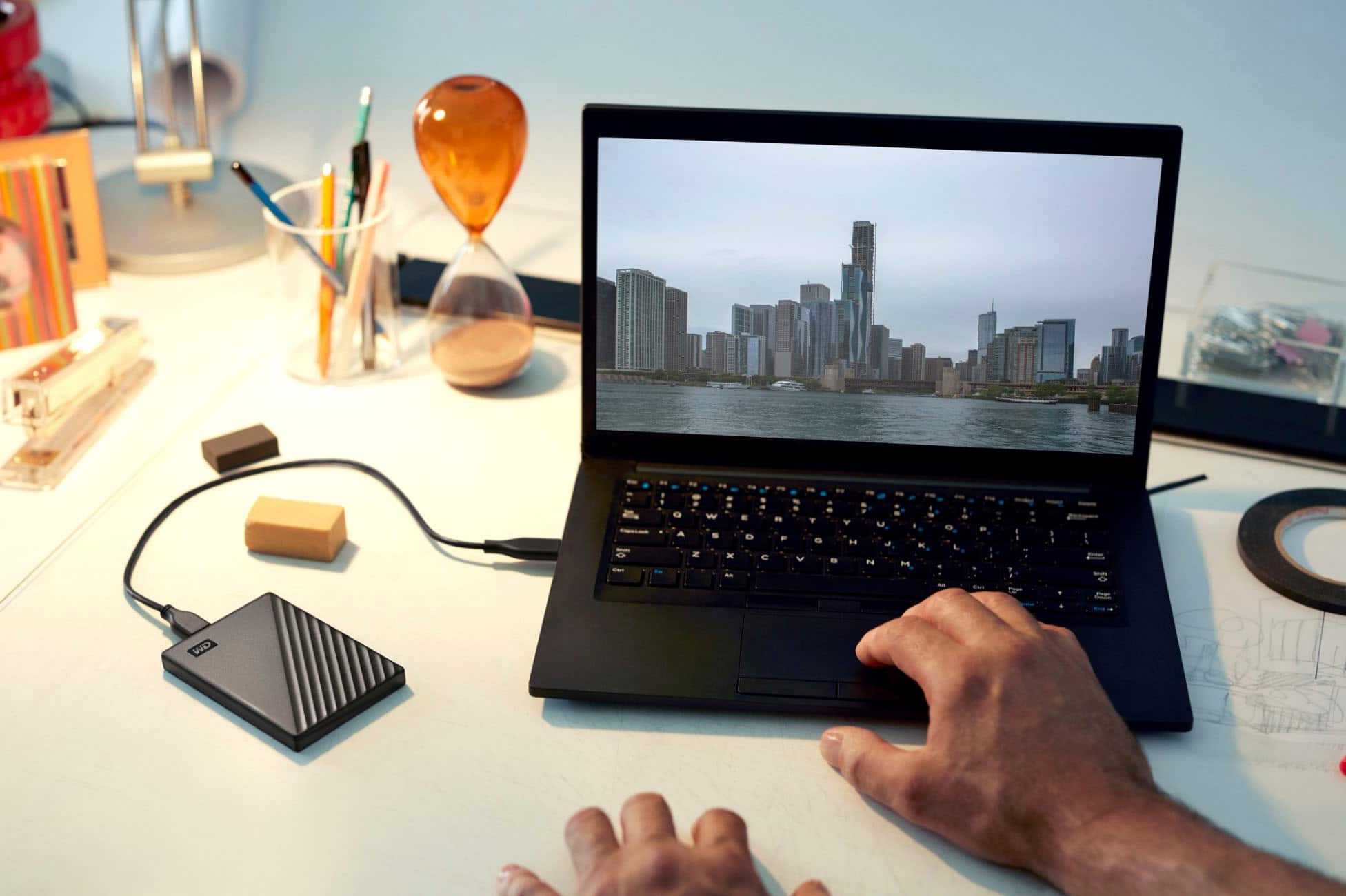 Alt View 13. WD - My Passport 6TB External USB 3.0 Portable Hard Drive - Black.