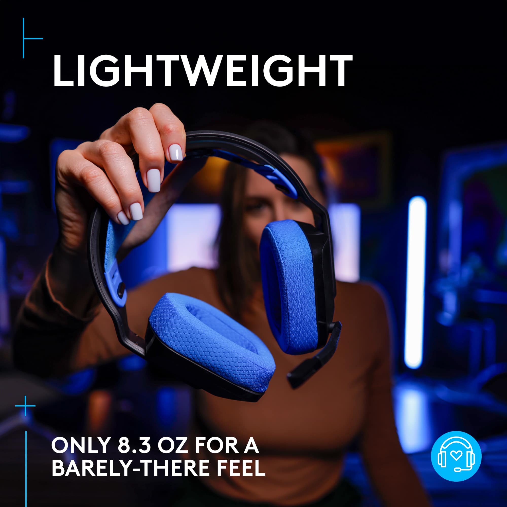 Zoom in on The text on the image is grouped and corrected as follows: "Lightweight + Only 8.3 oz for a barely-there feel."