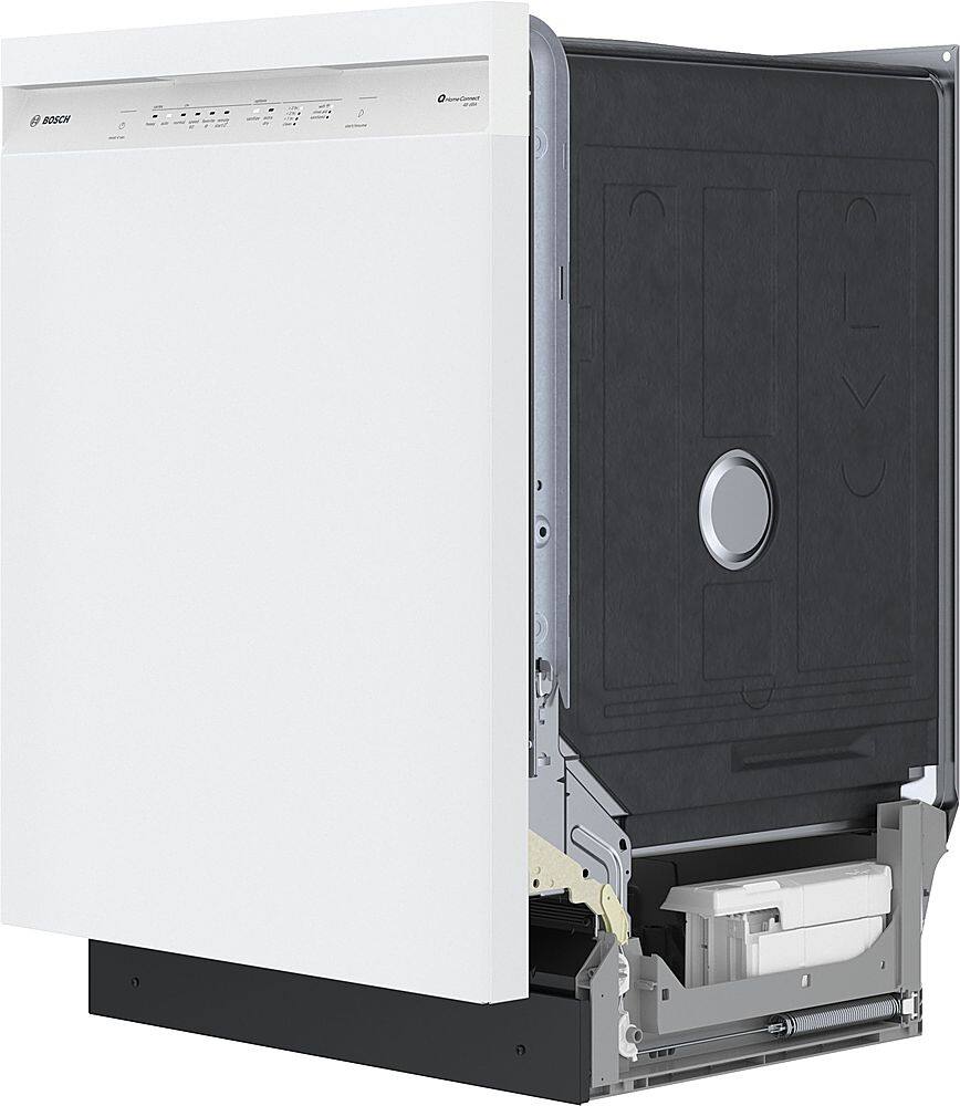 Angle. Bosch - 100 Series 24" Front Control Smart Built-In Stainless Steel Tub Dishwasher with PrecisionWash, 48 dBA - White.
