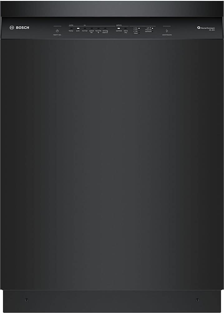 Bosch - 100 Series 24" Front Control Smart Built-In Stainless Steel Tub Dishwasher with PrecisionWash, 48 dBA - Black - Front_Zoom