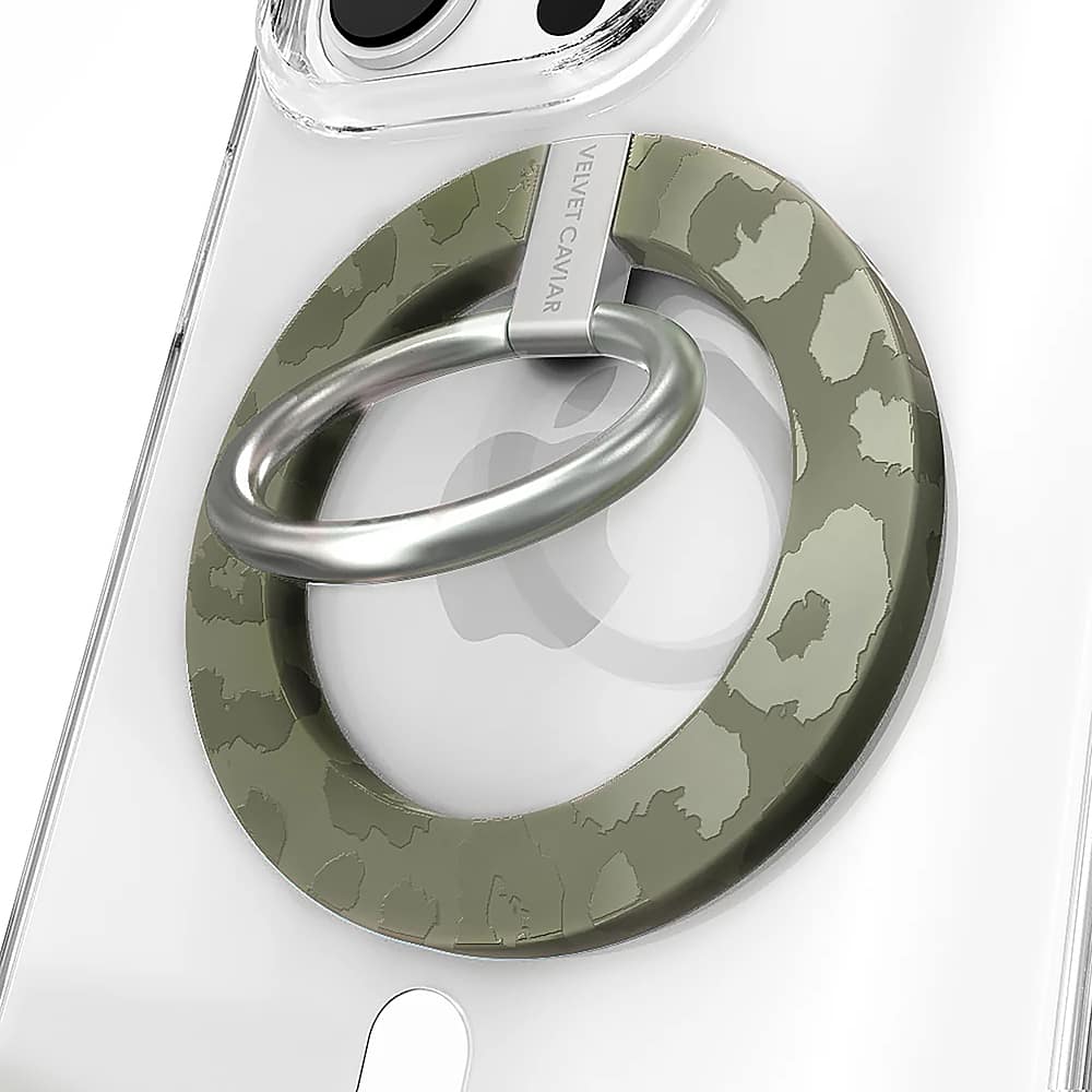 VELVET CAVIAR - MagSafe Grip Ring for Most Cell Phones - Olive Leopard - Front_Zoom