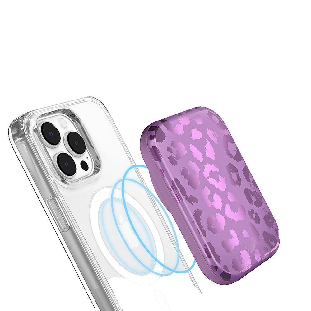Alt View 1. Velvet Caviar - MagSafe Battery Power Pack - Amethyst Leopard.