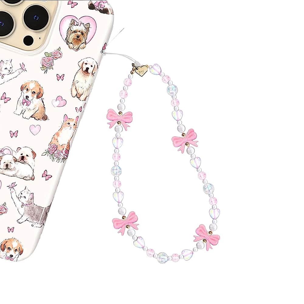 Angle. Velvet Caviar - Phone Charm - Pink Bow.