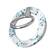 The image features a decorative ring with a floral design on it. The ring is made of metal and has a circular shape. The floral design is blue and white, giving the ring a stylish and elegant appearance.
