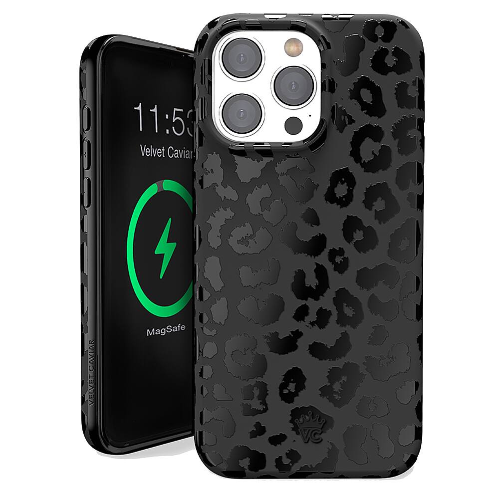 Front. Velvet Caviar - MagSafe iPhone 15 Pro Case - Black Leopard.