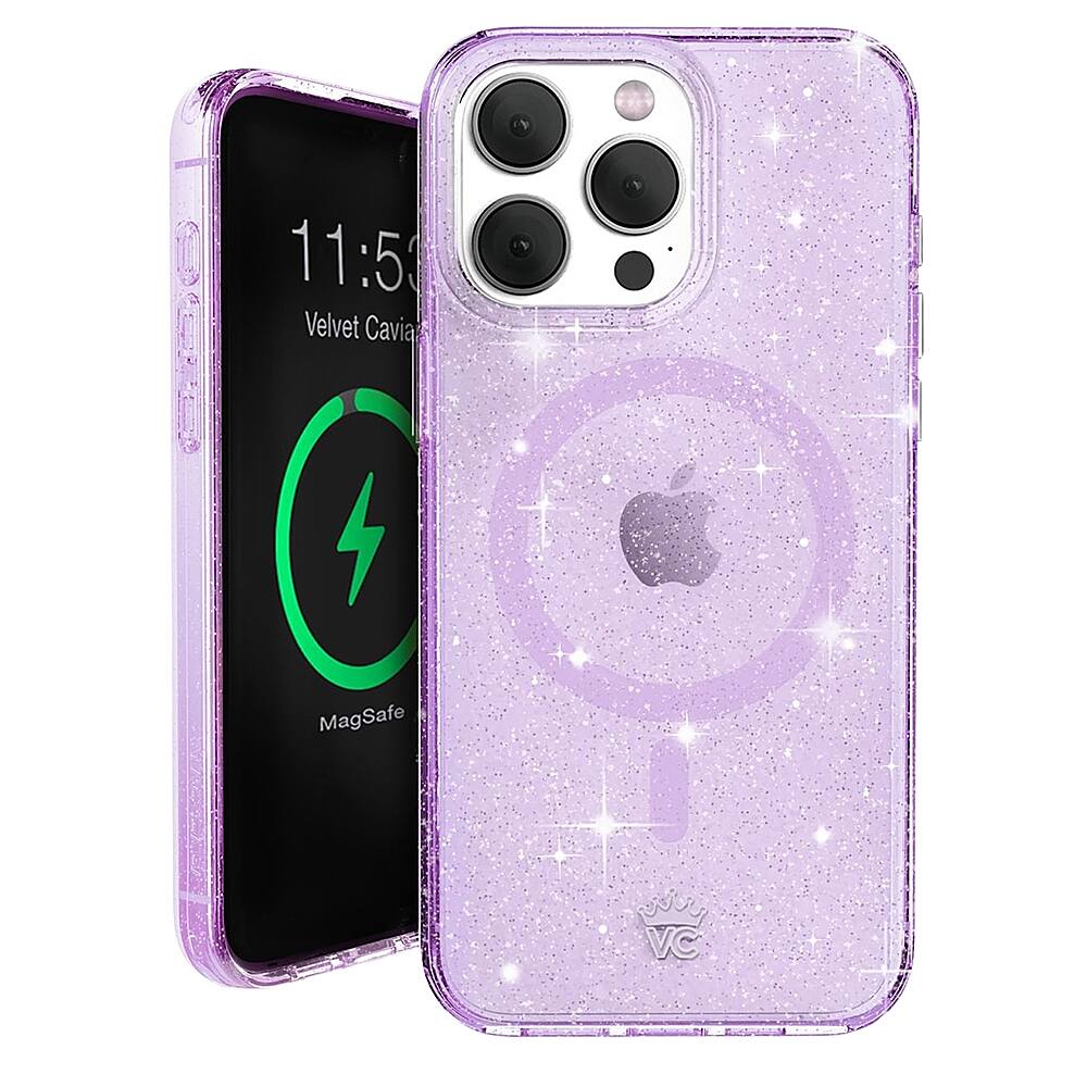 Alt View 11. Velvet Caviar - MagSafe iPhone 15 Pro Max Case - Lilac Stardust Glitter.