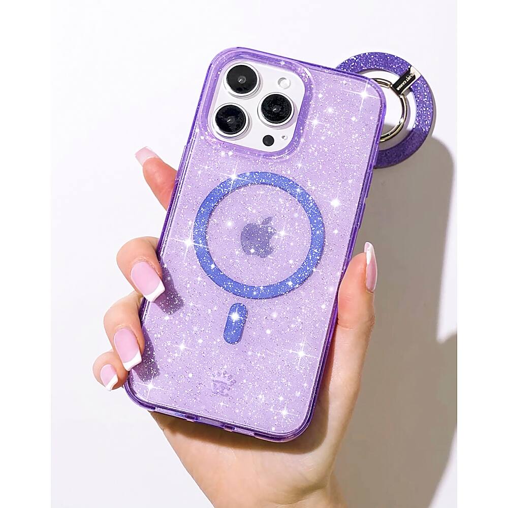 Alt View 13. Velvet Caviar - MagSafe iPhone 15 Pro Max Case - Lilac Stardust Glitter.