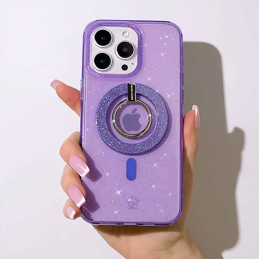 Alt View 16. Velvet Caviar - MagSafe iPhone 15 Pro Max Case - Lilac Stardust Glitter.