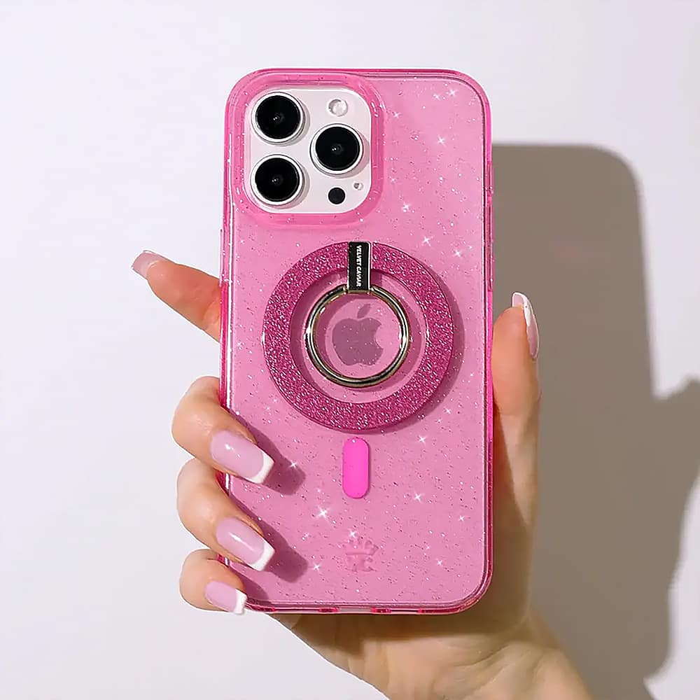 Alt View 13. Velvet Caviar - MagSafe iPhone 15 Pro Case - Pink Stardust Glitter.
