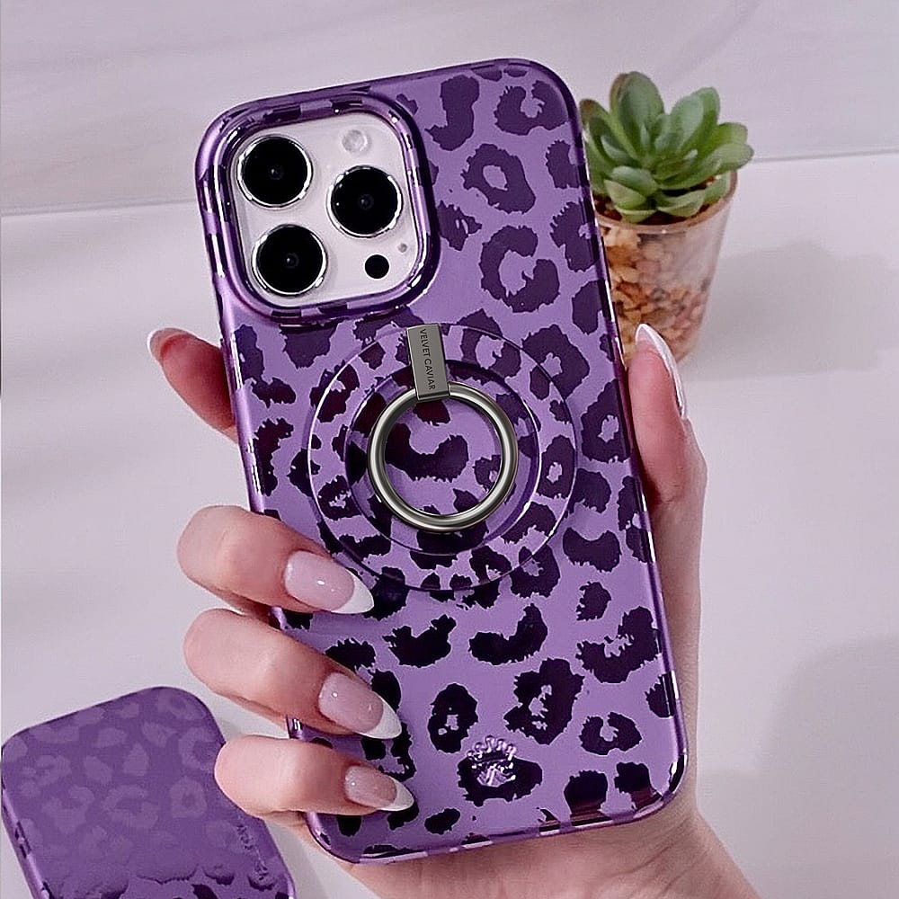 Alt View 13. Velvet Caviar - MagSafe iPhone 15 Pro Case - Amethyst Leopard.