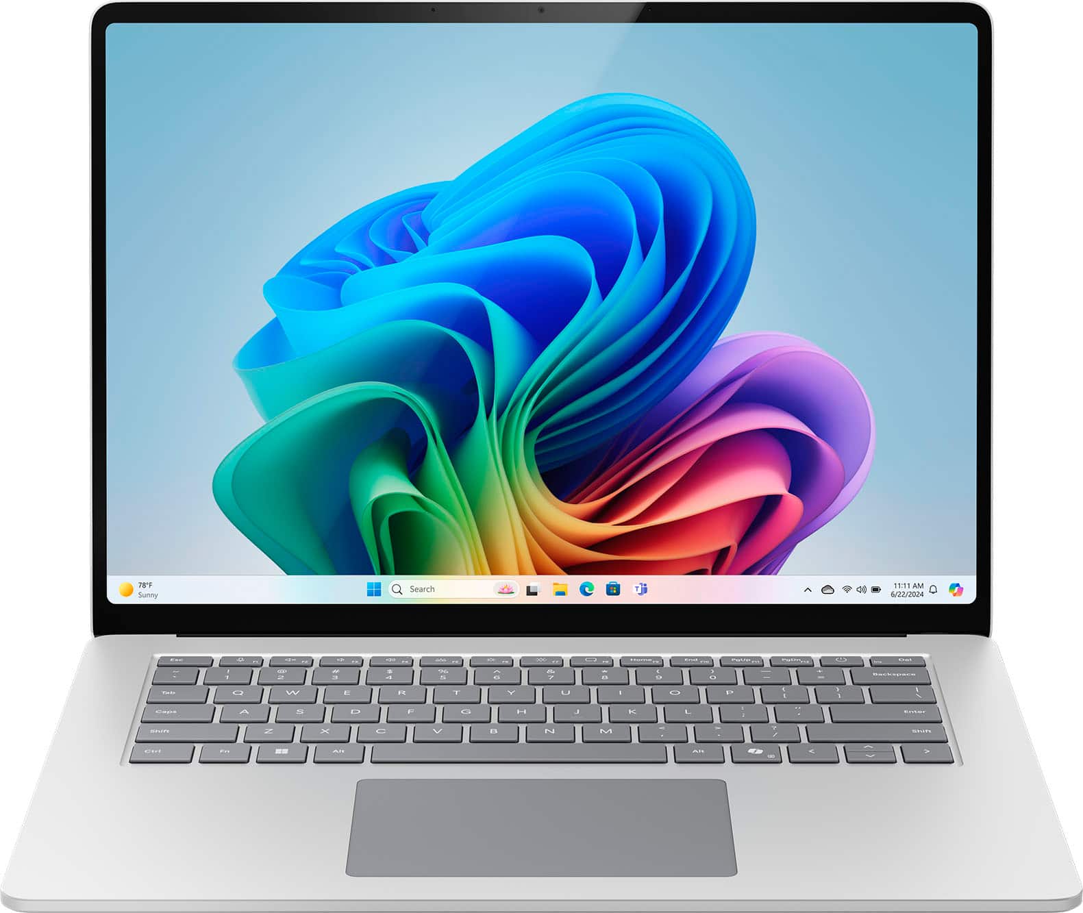 Microsoft - Surface Laptop - Copilot+ PC - 15" Touchscreen - Snapdragon X Elite 2024- 16GB Memory - 256GB Storage (7th Ed) - Platinum - Front_Zoom