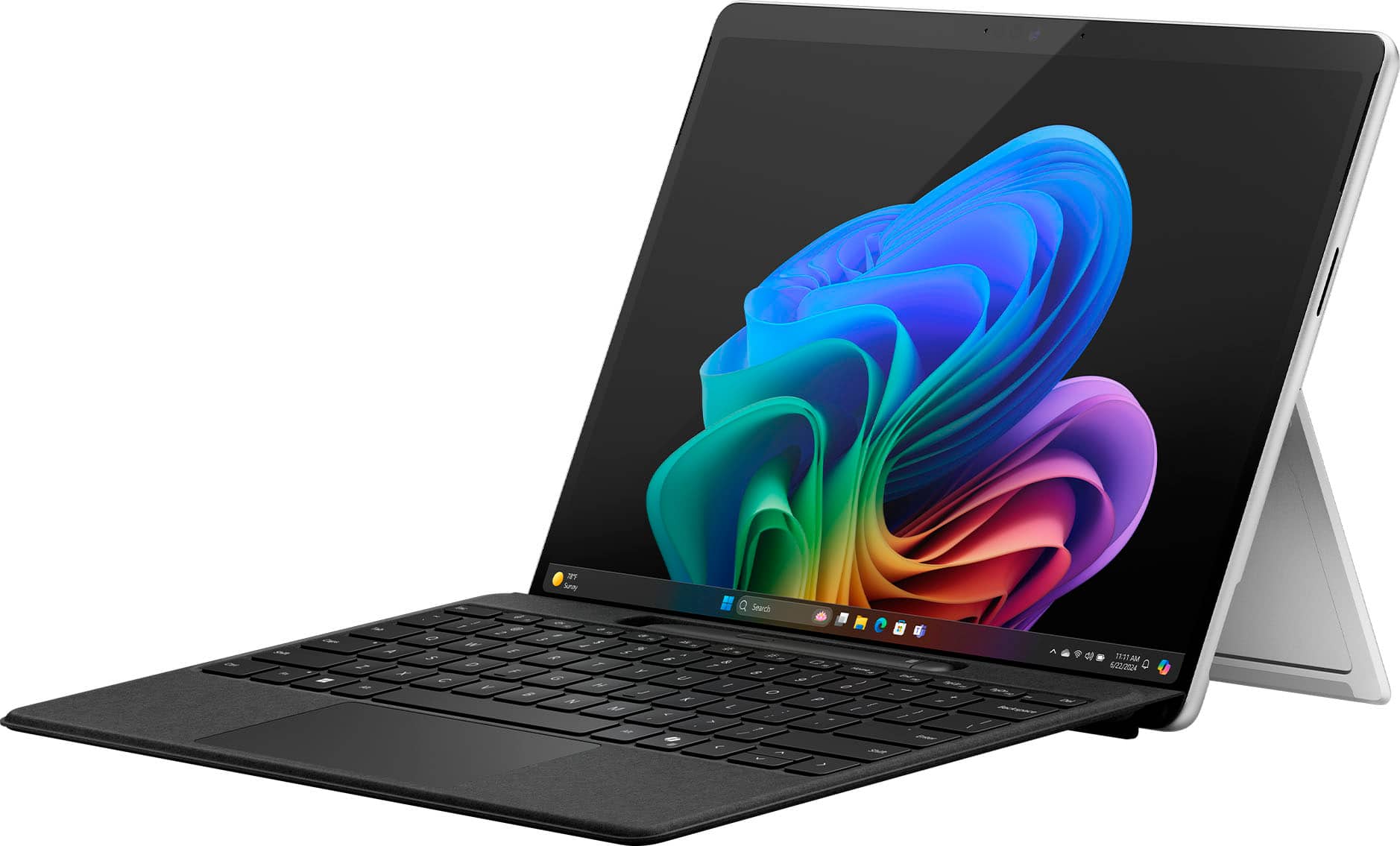 Microsoft - Surface Pro - Copilot+ PC - 13” OLED Touchscreen - Snapdragon X Elite - 16GB Memory - 1TB SSD - Device Only (11th Ed) - Platinum - Front_Zoom
