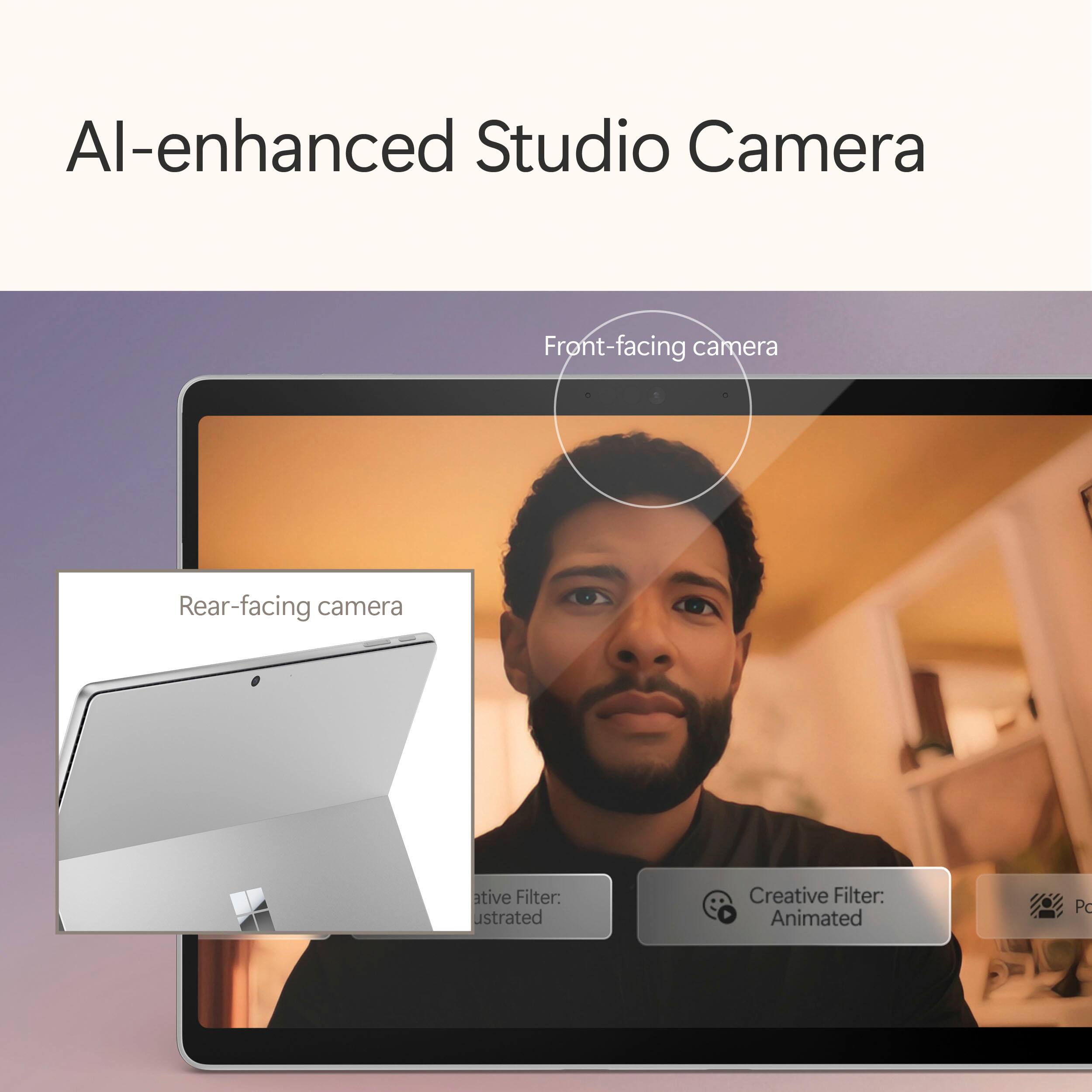Tablets:
* Al-enhanced Studio Camera
* Front-facing camera
* Rear-facing camera
* Active Filter: ustrated
* Creative Filter: Animated
* Po