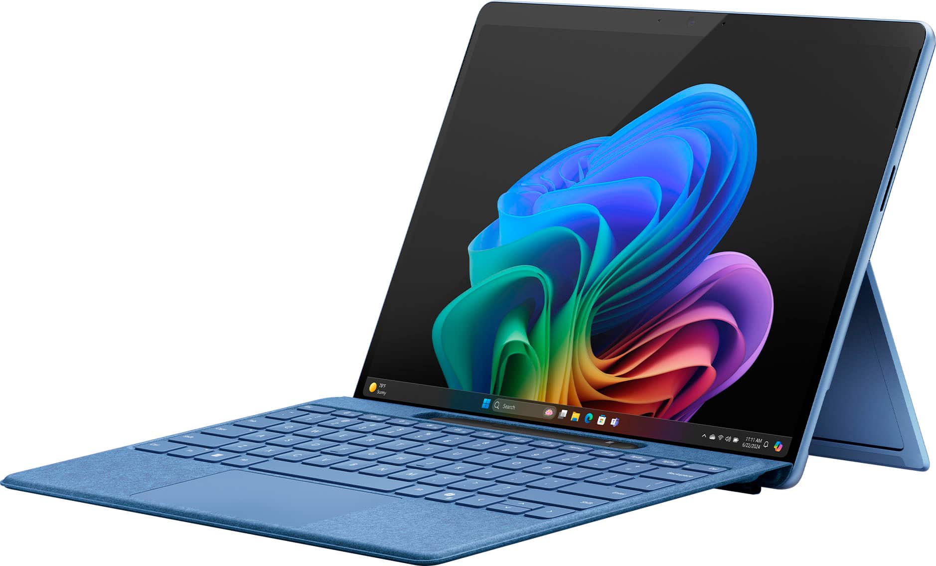 Microsoft - Surface Pro - Copilot+ PC - 13” OLED Touchscreen - Snapdragon X Elite - 16GB Memory - 1TB SSD - Device Only (11th Ed) - Sapphire - Front_Zoom
