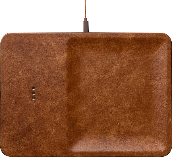 Courant - CATCH:3 Leather Single-Device Charging Tray - Saddle - Front_Zoom