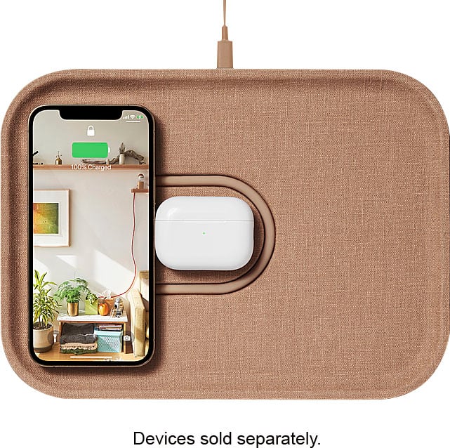Courant - MAG:3 Linen 2-in-1 Magnetic Charging Tray - Camel - Front_Zoom