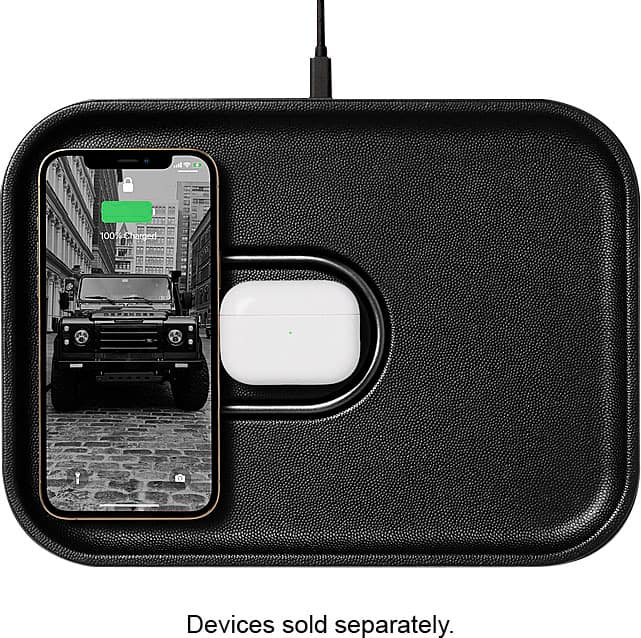 Courant - MAG:3 Leather 2-in-1 Magnetic Charging Tray - Black - Front_Zoom