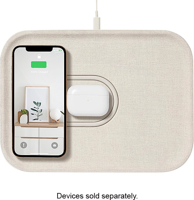 Courant - MAG:3 Linen 2-in-1 Magnetic Charging Tray - Natural - Front_Zoom