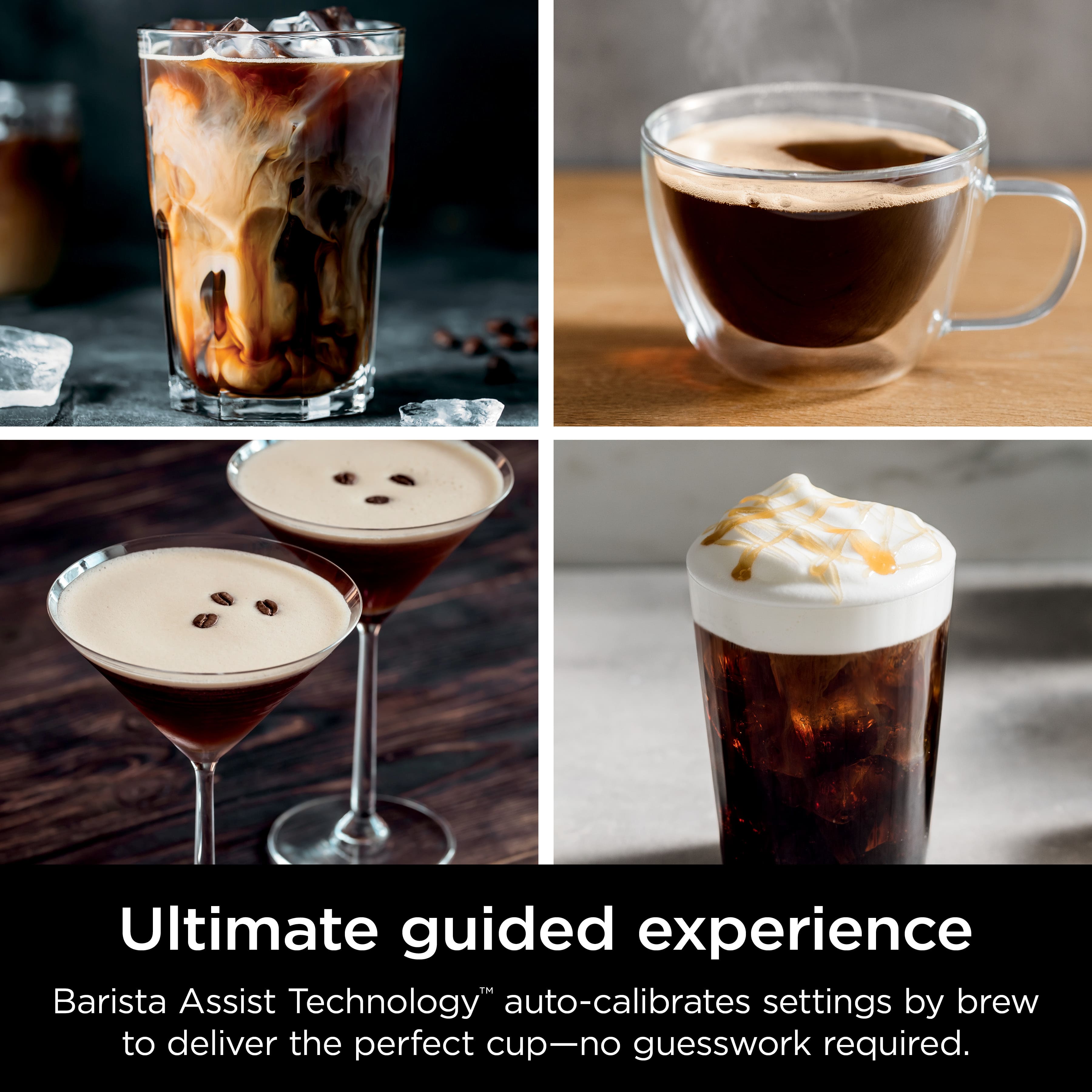 Ultimate Guided Experience TM Barista Assist Technology auto-calibrates settings by brew to deliver the perfect cup-no guesswork required.