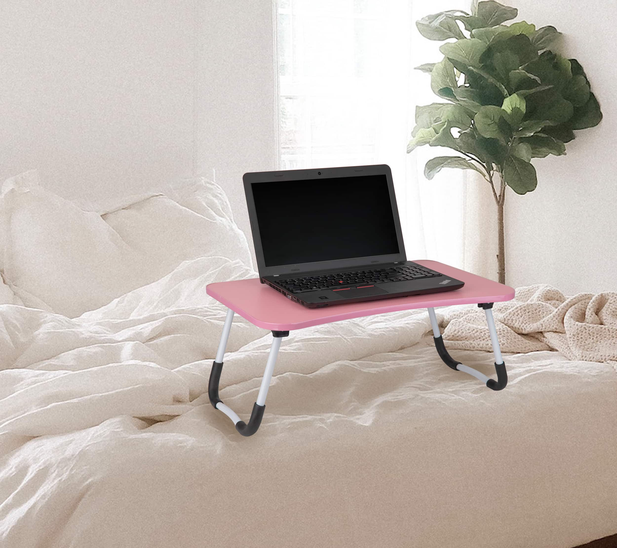 Alt View 18. Mind Reader - Lap Desk Laptop Stand, Bed Tray, Folding Legs, Couch Table, Portable, MDF , 23.25"L x 13.75"W x 10.5"H - Pink.