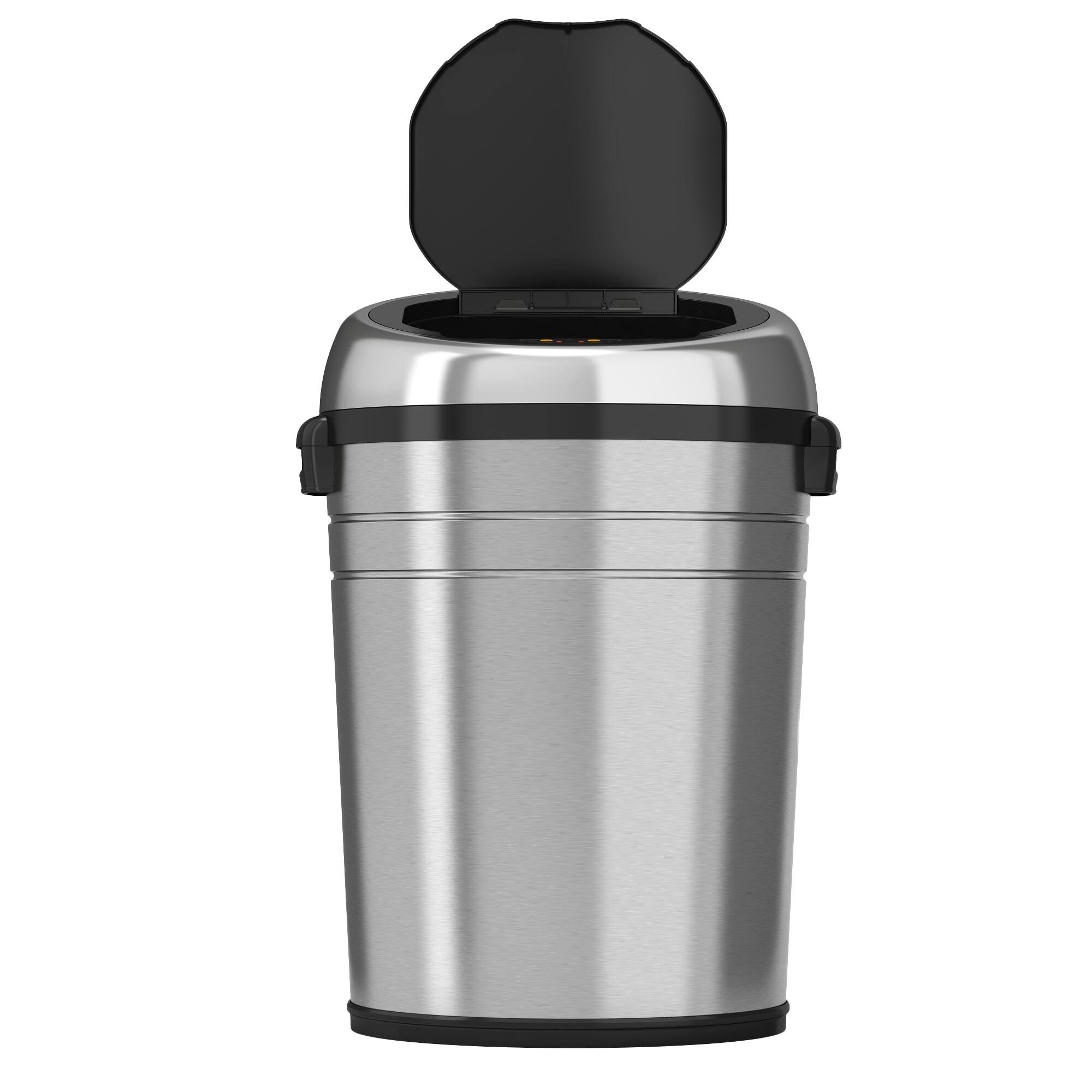 Alt View 14. iTouchless - 18-Gal. Touchless Round Trash Can - Stainless Steel.