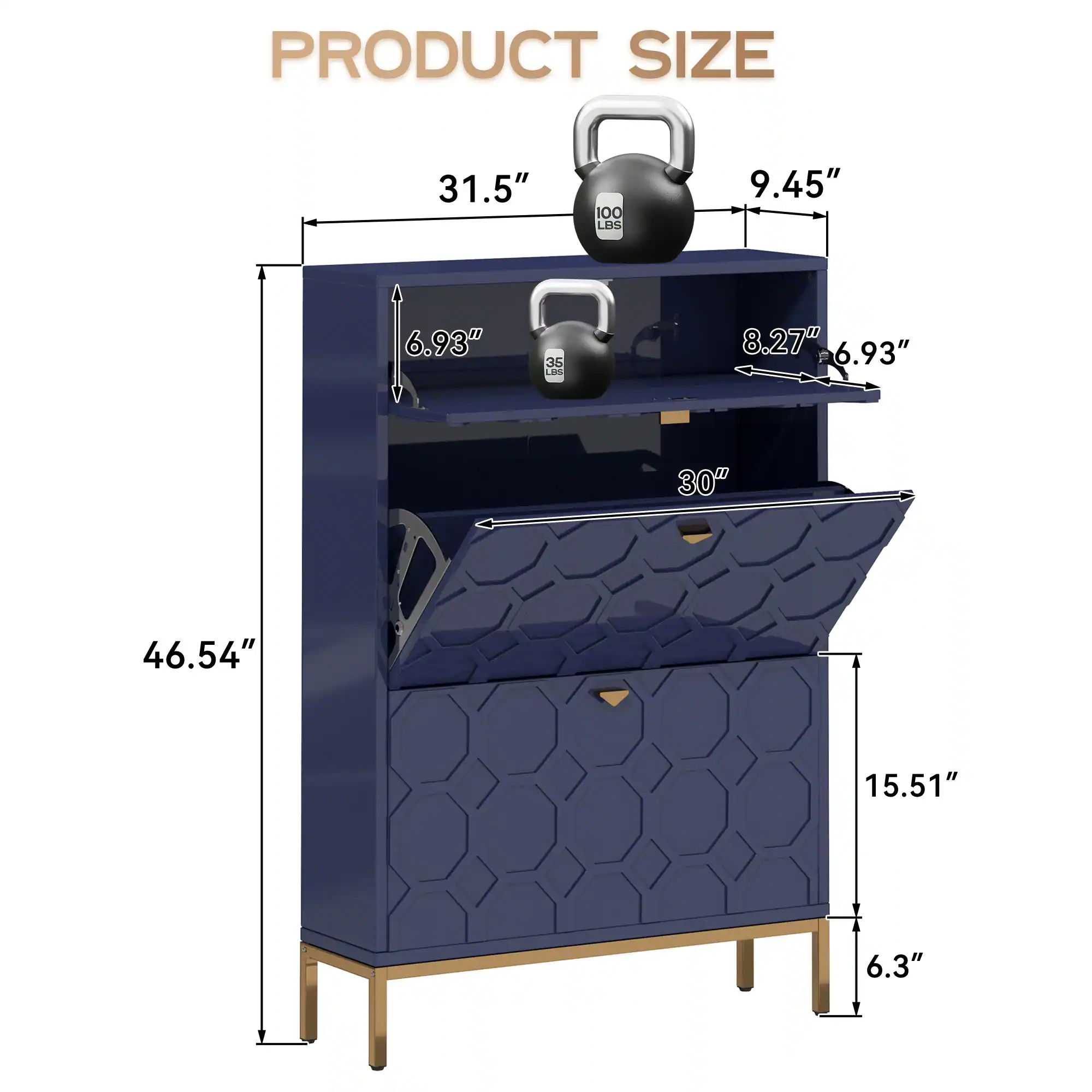 PRODUCT SIZE

- 31.5"
- 9.45"
- 8.27" x 6.93"
- 30"
- 46.54"
- 15.51"
- 6.3"