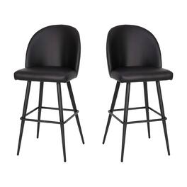 Flash Furniture - Lyla 30" Commercial Grade High Back Modern Armless Barstools with Contoured Backrest, Steel Frame and Integrated Footres - Black