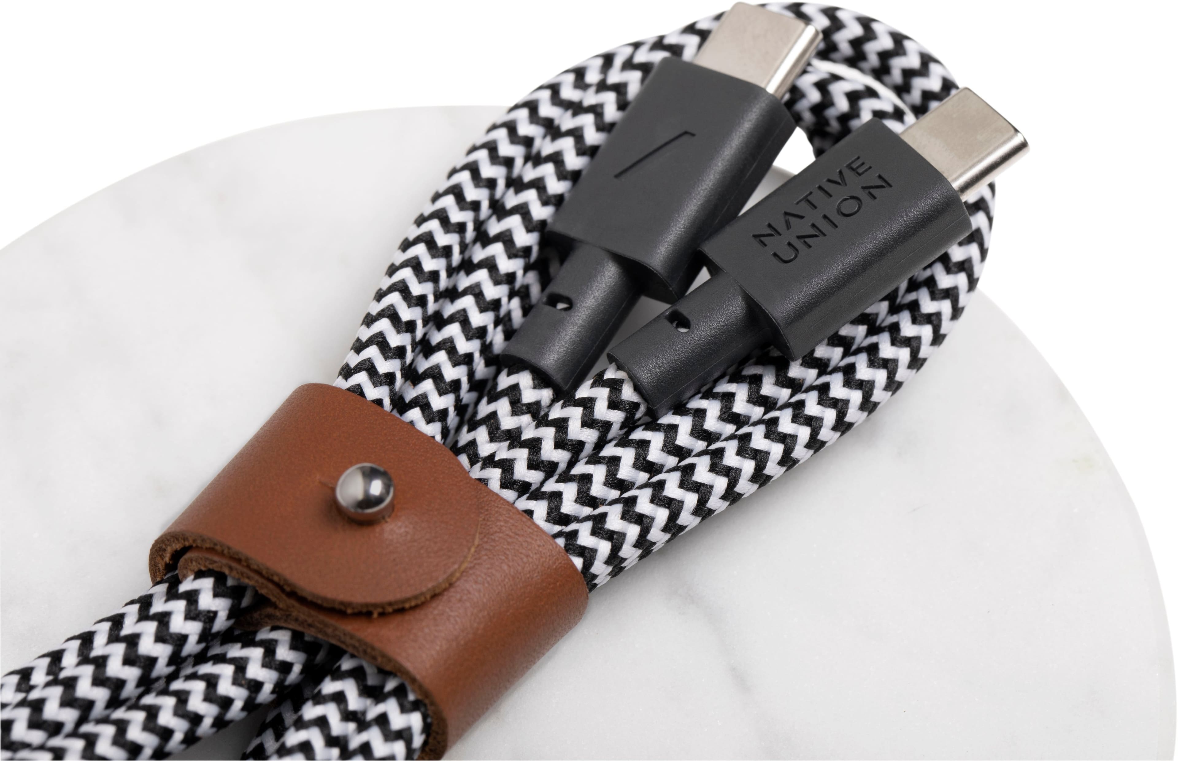 Left. Native Union - Belt Cable (USB-C to USB-C) - ZEBRA.