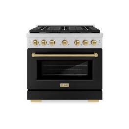 ZLINE - Autograph 36" Paramount Gas Range with 6 Burners and Gold Accents (SGRZ-BLM-36-G) - White