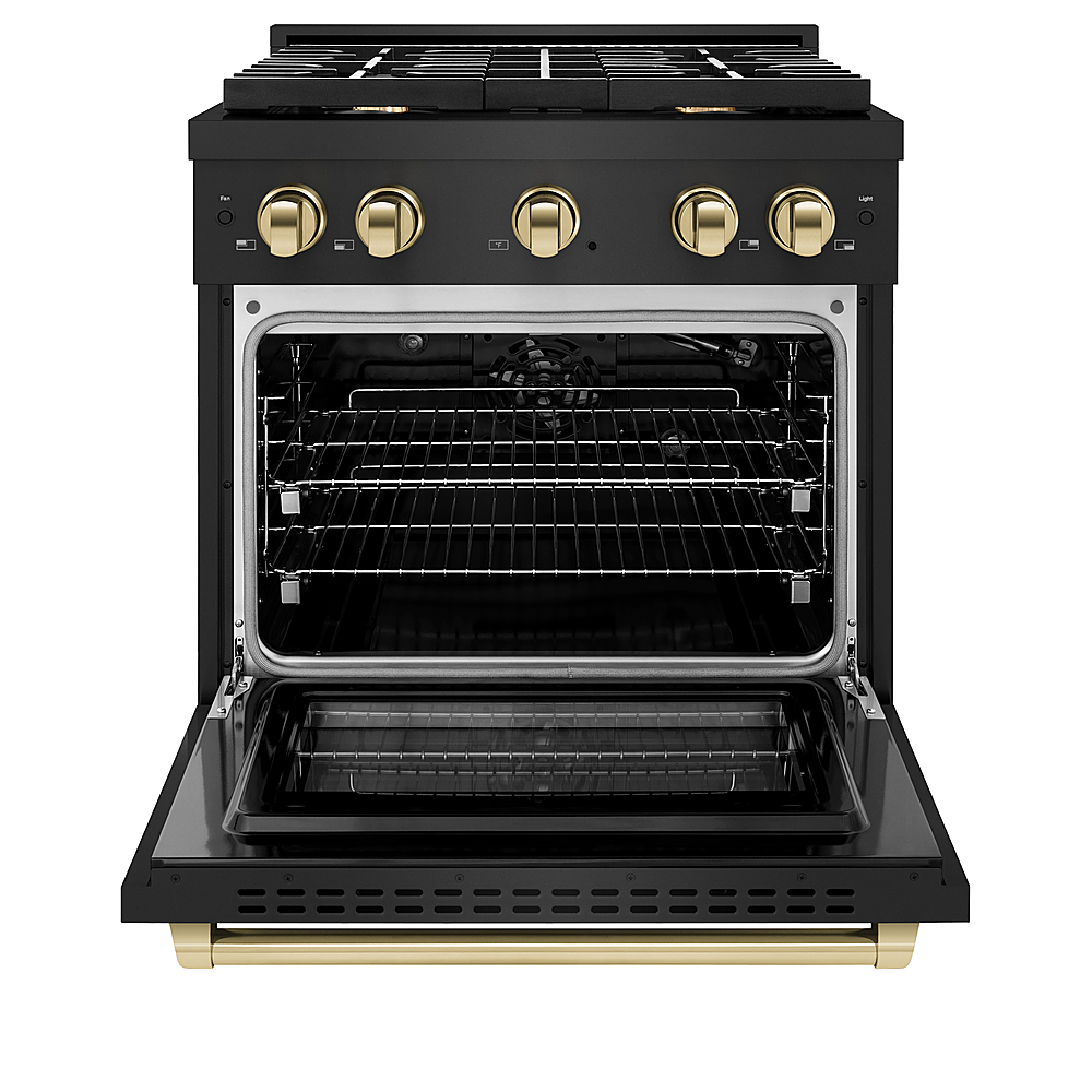 ZLINE 30 in. 4.2 cu. ft. Freestanding Gas Range with Gas Oven in Black  Stainless Steel and Polished Gold Accents SGRBZ-30-G - Best Buy
